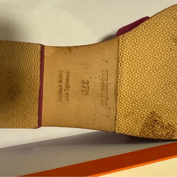 HERMES ORAN SANDALS, PINK POURPRE COLOR, SIZE 37.5 with BOX and DUSTBAGS - Picture 13 of 15